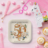 Assiettes En Carton Célébration du 50e anniversaire d'or (Fête)
