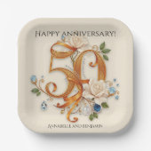 Assiettes En Carton Célébration du 50e anniversaire d'or (Recto)