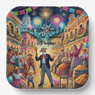 Assiettes En Carton Célébration du réveillon du Nouvel An El Año Viejo