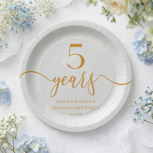 Assiettes En Carton Célébration élégante de Champagne pour les 5 ans d