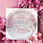 Assiettes En Carton Célébration magique Unicorn 5e fête d'anniversaire