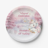 Assiettes En Carton Célébration magique Unicorn 6e fête d'anniversaire (Devant)