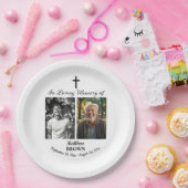 Assiettes En Carton Celebration Of Life 2 Photos Funeral White (Fête)