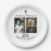 Assiettes En Carton Celebration Of Life 2 Photos Funeral White (Devant)