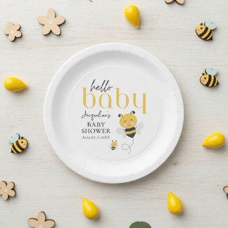 Assiettes En Carton Célébrations pour abeilles : Bonjour bébé Douche d