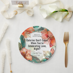 Assiettes En Carton ❤️ Célébrer l'Amour, Hibiscus Serenade Paradise