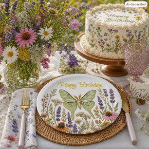 Assiettes En Carton Célébrez l'anniversaire Fleurs sauvages Botanique