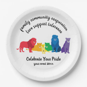 Assiettes En Carton Célébrez votre fierté à la Rainbow Lion Pride
