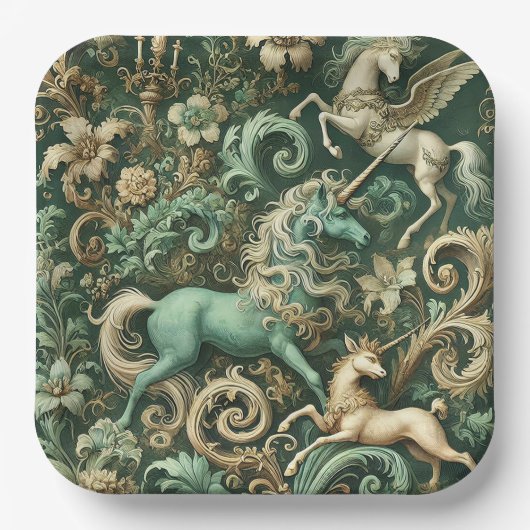 Assiettes En Carton Celestial Equinox – Mythical Unicorn  (Recto)