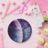 Assiettes En Carton Celestial Purple Galaxy Moon Wedding  (Fête)