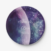 Assiettes En Carton Celestial Purple Galaxy Moon Wedding  (Devant)