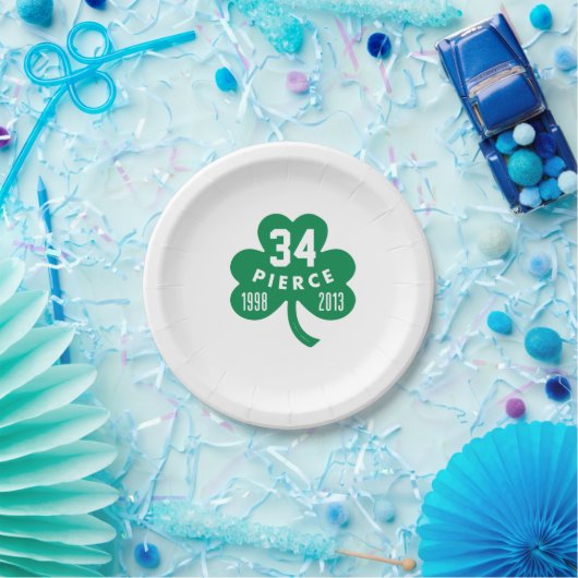 Assiettes En Carton Celtics - Pierce 34 Retraité Numéro Clover (Vert) (Fête)