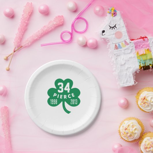 Assiettes En Carton Celtics - Pierce 34 Retraité Numéro Clover (Vert) (Fête)