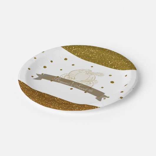 Assiettes En Carton Cendrillon Carriage Gold Parties scintillant Dots  (Angle)