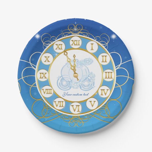 Assiettes En Carton Cendrillon Presque minuit Plaques de fête bleue (Devant)