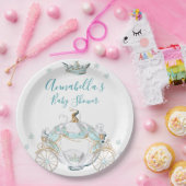 Assiettes En Carton Cendrillon turquoise et or Princesse Carriage (Fête)