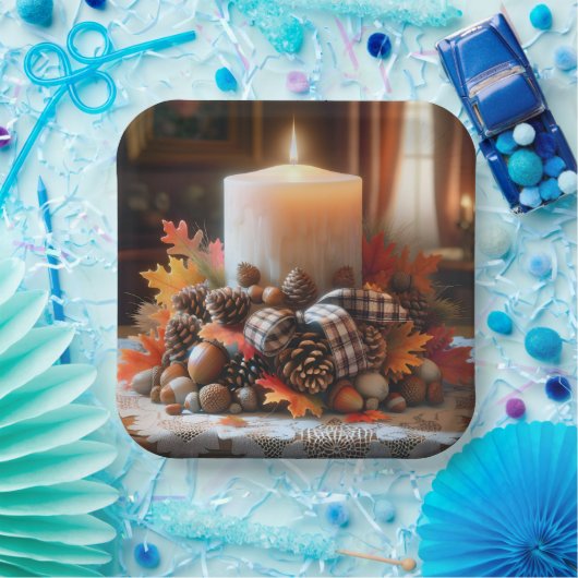 Assiettes En Carton Centerpiece de bougie de Thanksgiving (Fête)