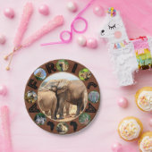 Assiettes En Carton Cercle de la faune africaine Collage éléphant Repo (Fête)