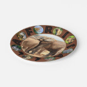 Assiettes En Carton Cercle de la faune africaine Collage éléphant Repo (Angle)