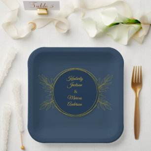Assiettes En Carton Cercle de mariage Élégance Dorée