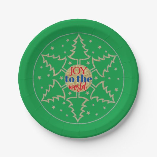 Assiettes En Carton Cercle de Noël des arbres vert (Devant)