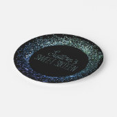 Assiettes En Carton Cercle de Parties scintillant bleu (Angle)