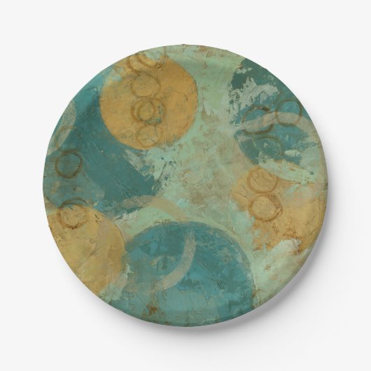 Assiettes En Carton Cercles bleus et jaunes (Devant)