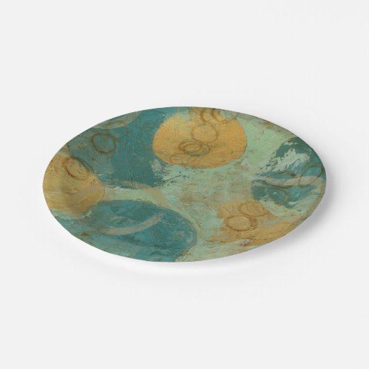 Assiettes En Carton Cercles bleus et jaunes (Angle)