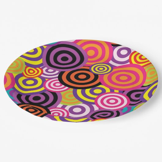 Assiettes En Carton Cercles colorés (Angle)