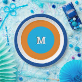 Assiettes En Carton Cercles Concentrés Lumineux Monogramme Géométrique (Fête)