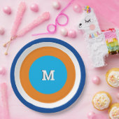 Assiettes En Carton Cercles Concentrés Lumineux Monogramme Géométrique (Fête)