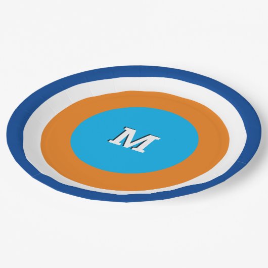 Assiettes En Carton Cercles Concentrés Lumineux Monogramme Géométrique (Angle)