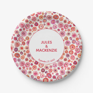 Assiettes En Carton Cercles d'aquarelle rose Abstrait