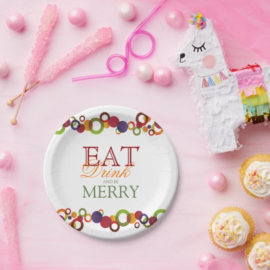 Assiettes En Carton Cercles de fête de Noël Abstraits | Vacances (Fête)