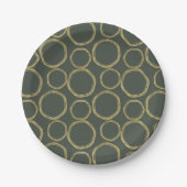 Assiettes En Carton Cercles d'or & Olive rustique Vert moderne tendanc (Devant)