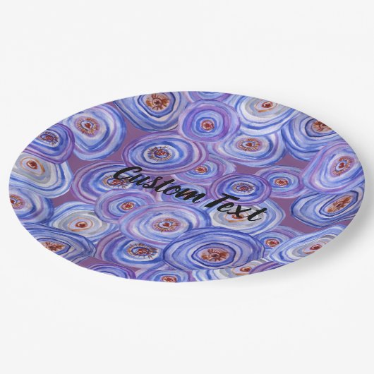 Assiettes En Carton Cercles violets Plaques de papier texte personnali (Angle)