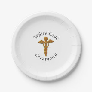 Assiettes En Carton Cérémonie de blouse blanche Médicale or, cadeau