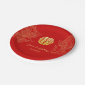 Assiettes En Carton Cérémonie du thé avec dragon et phénix pour mariag (Angle)