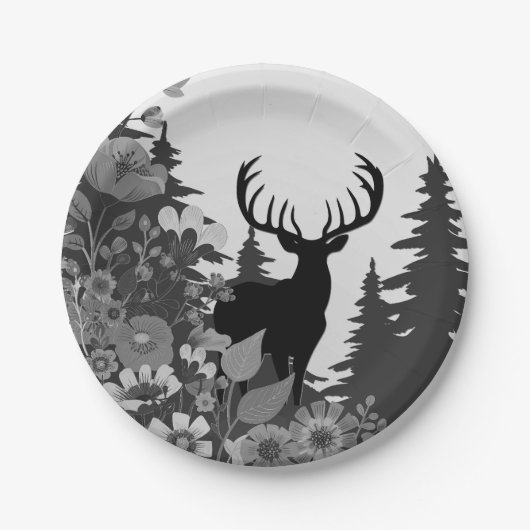 Assiettes En Carton Cerf avec grand rack hors forêt (Devant)