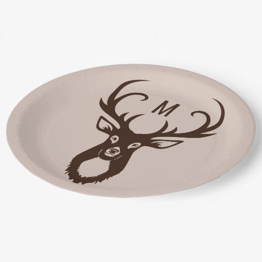 Assiettes En Carton Cerf avec vos plaques de papier Monogram (Angle)