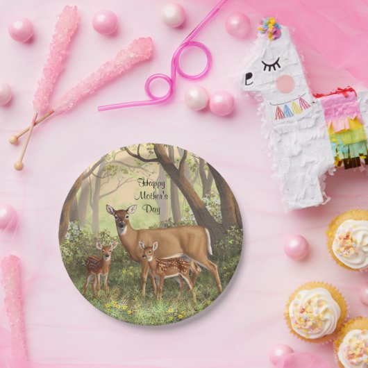 Assiettes En Carton Cerf blanc et mignonnes crevettes jumelles au prin (Fête)