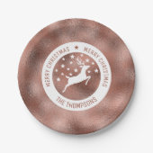Assiettes En Carton Cerf Blanc - Faux Rose Gold Foil (Pas Real Foil) (Devant)