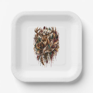 Assiettes En Carton Cerf Boho, Rêvant de Cerf