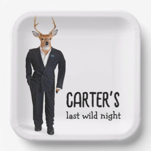 Assiettes En Carton Cerf dans un smoking pour enterrement de vie de ga