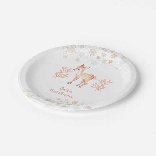 Assiettes En Carton cerf d'aquarelle mignon (Angle)