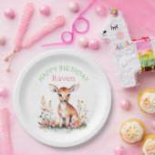 Assiettes En Carton Cerf de bébé personnalisé en fleurs Anniversaire d (Fête)