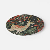 Assiettes En Carton Cerf de Noël de la forêt de minuit (Angle)