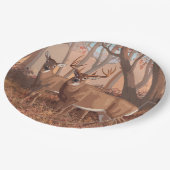 Assiettes En Carton Cerf De Virginie Dans La Forêt Style Rétro Nature (Angle)