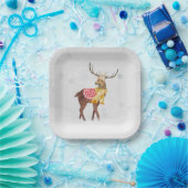 Assiettes En Carton Cerf D'Hiver Dans Les Flammes De Neige (Fête)