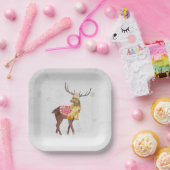 Assiettes En Carton Cerf D'Hiver Dans Les Flammes De Neige (Fête)